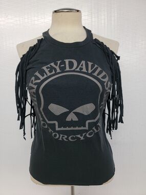Harley-Davidson Willie G Fringe Halter Top Upcycled